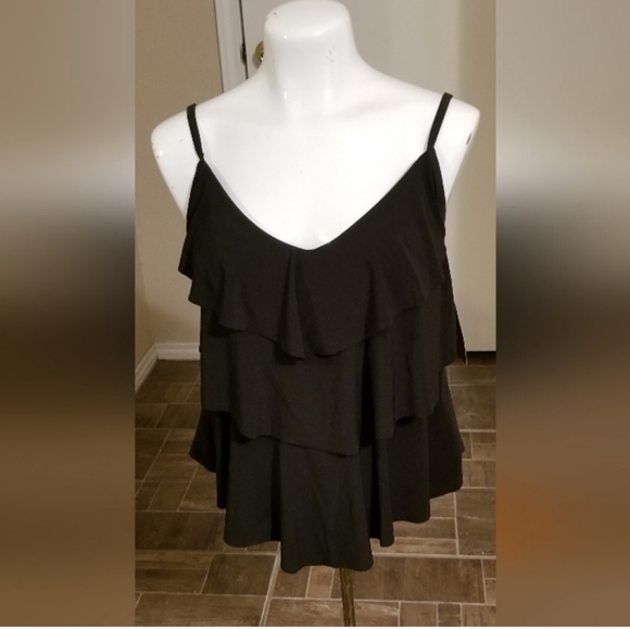 Tiered tankini top color BLACK size medium - Picture 2 of 5
